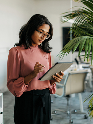 woman on a tablet