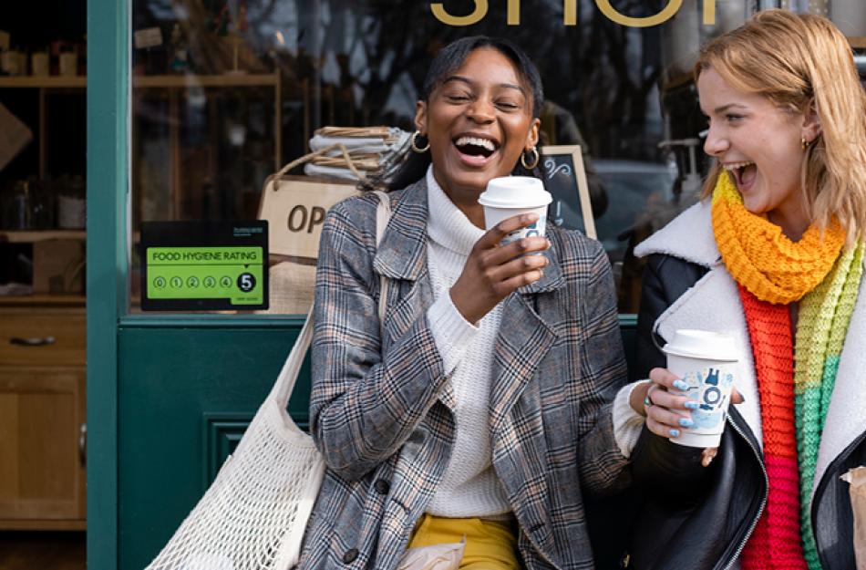 Two women having coffee