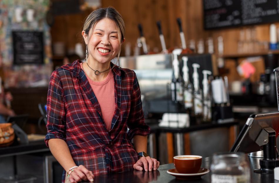 person in a coffee shop